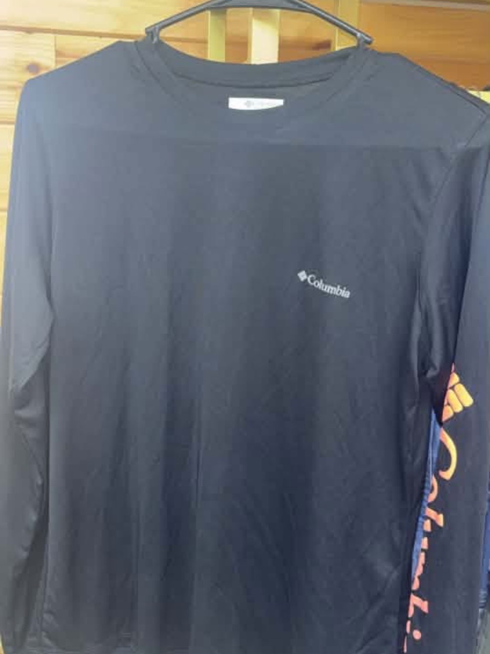 Columbia Women’s Long-Sleeve Black Tee with Coral Sleeve Logo
